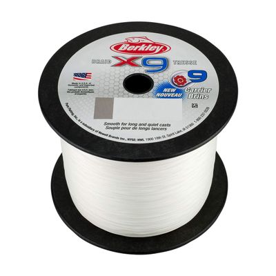 Berkley x9 Braid Superline, Crystal, 40lb test | 59 lbC | 27.0kg, 2188yd | 2000m Fishing Line, Suitable for Freshwater and Saltwater Environments