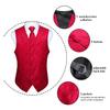 HISDERN Red Vest and Tie Sets for Men Paisley Floral Jacquard Necktie Pocket Square 3PCS Casual Formal Business Vests Waistcoat for Suit or Tuxedo view 4