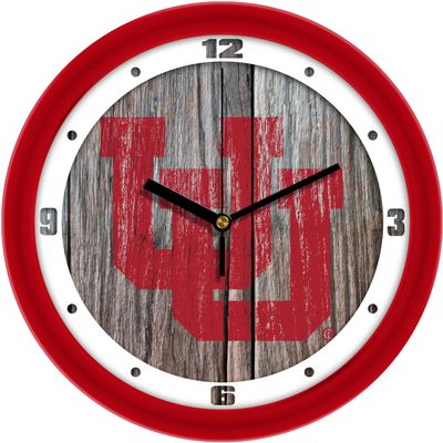 SunTime Utah Utes - Weathered Wood Wall Clock