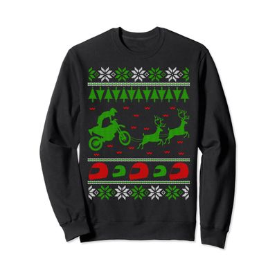 Ugly Christmas Sweater Motocross Biker Gift Sweatshirt