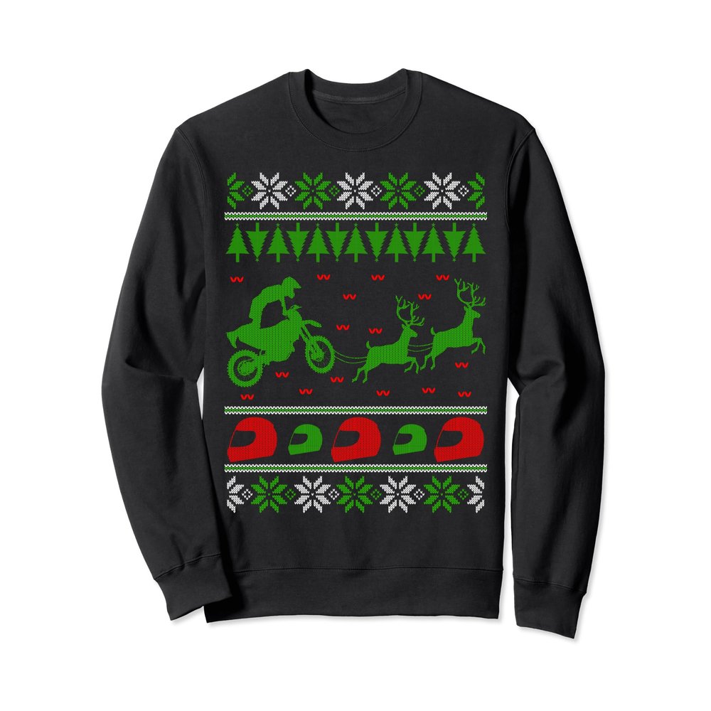 Ugly Christmas Sweater Motocross Biker Gift Sweatshirt