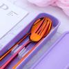 DOBUYOO 3 PCS Outdoor Flatware Set Fork Spoon Chopsticks/Travel Flatware Set with a Case, Red view 4