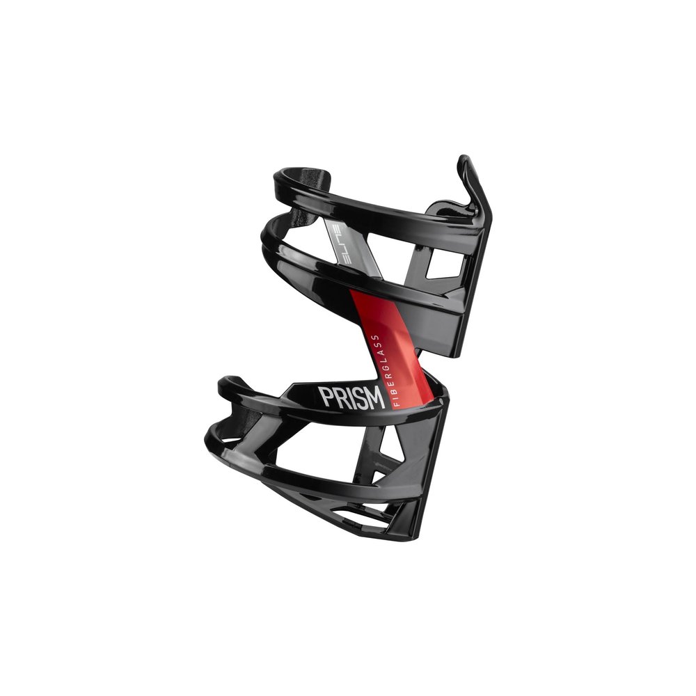 Elite Prism Left Bottle Cage Black Glossy, Red Graphic Lightweight, Durable, Secure