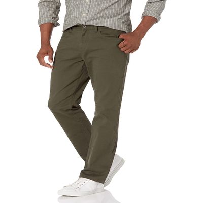 Amazon Essentials Men's 5-Pocket Comfort Stretch Chino Pants, Olive, 28W x 29L
