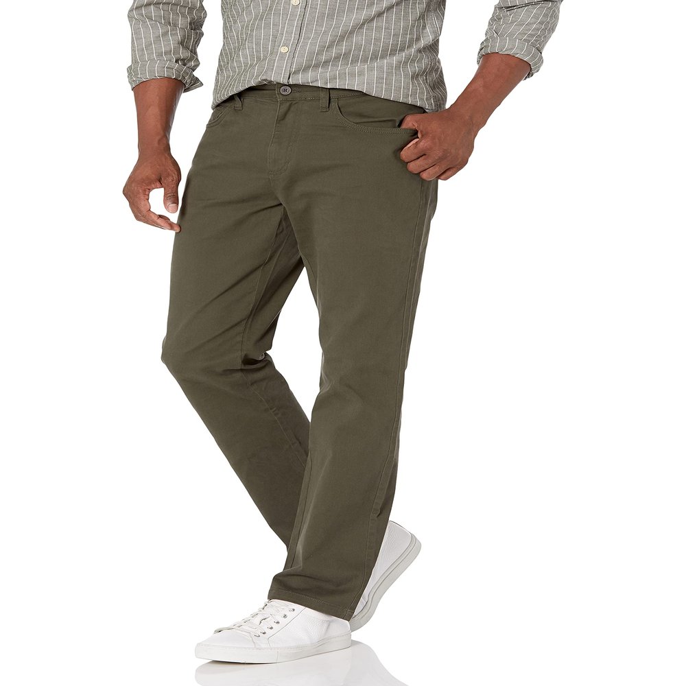 Amazon Essentials Men's 5-Pocket Comfort Stretch Chino Pants, Olive, 28W x 29L