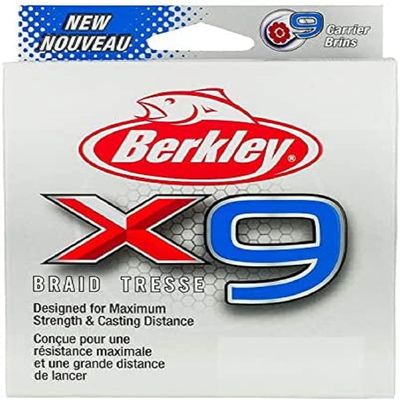 Berkley x9 Braid Superline, Crystal, 15lb test | 31 lbC | 14.2kg, 2188yd | 2000m Fishing Line, Suitable for Freshwater and Saltwater Environments