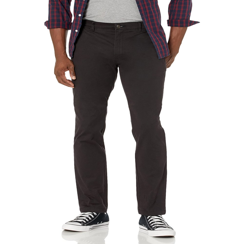 Amazon Essentials Men's Skinny-Fit Washed Comfort Stretch Chino Pant, Black, 35W x 30L
