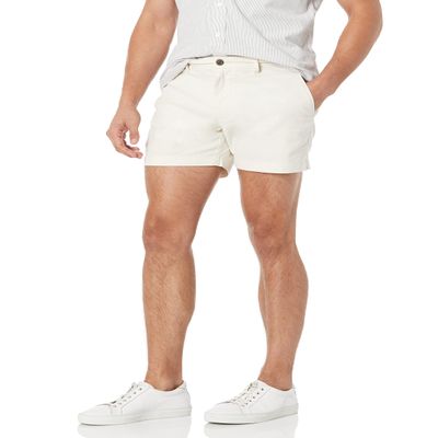 Amazon Essentials Men's Slim-Fit 5" Lightweight Comfort Stretch Oxford Shorts, Cream, 29