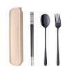 DOBUYOO 3 PCS Outdoor Flatware Set Fork Spoon Chopsticks/Travel Flatware Set with a Case view 1