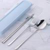 DOBUYOO 3 PCS Outdoor Flatware Set Fork Spoon Chopsticks/Travel Flatware Set with a Case view 3