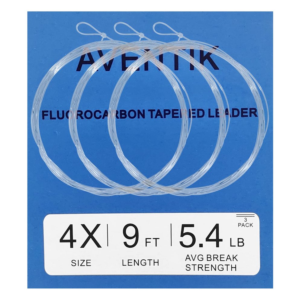 3PC AventikFly Fishing Tapered Leader Premium Fluorocarbon Fly Fishing Line Leaders Pro-Tied Looped Freshwater/Saltwater 9ft Fly Fishing Leaders X0 to X7 (7X-2.2LB)