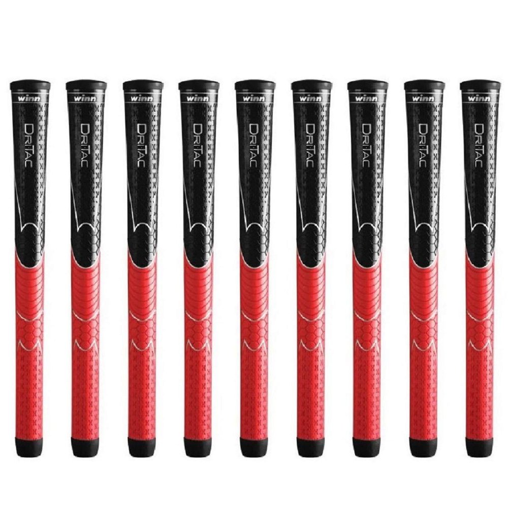Winn Dri-Tac Standard Black/Red - 9 Piece Golf Grip Bundle