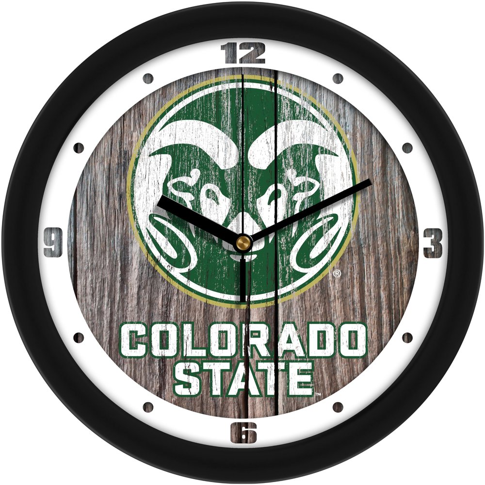 SunTime Colorado State Rams - Weathered Wood Wall Clock
