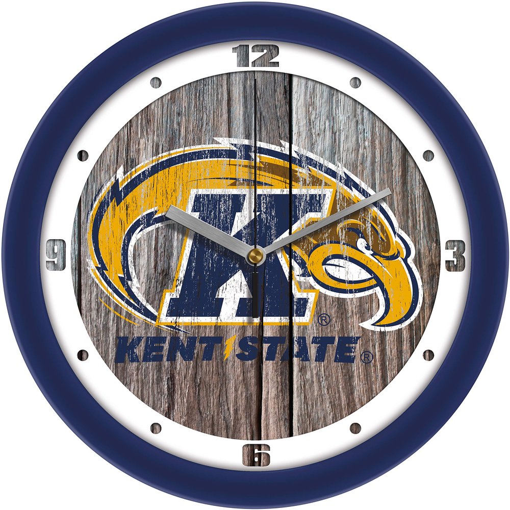 SunTime Kent State Golden Flashes - Weathered Wood Wall Clock