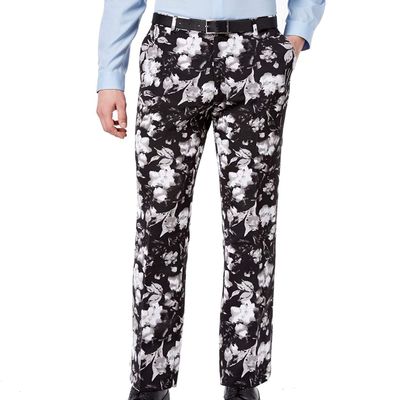 I.N.C Mens Ottoman Floral Casual Chino Pants, Black, 33W x 32L
