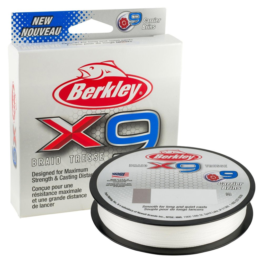 Berkley x9 Braid Superline, Crystal, 65lb test | 80 lbC | 36.3kg, 164yd | 150m Fishing Line, Suitable for Freshwater and Saltwater Environments