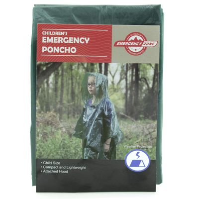 Emergency Zone Children's Emergency Poncho, Weather Protection, Rain Gear, (Green, 200 Pack)