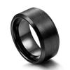 10mm Wide Mens Tungsten Ring Wedding Band Black Beveled Edge Brushed Comfort Fit Size 10 view 2