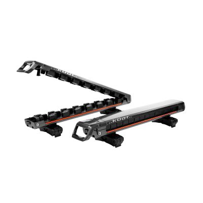 KUAT Grip 4 Durable Universal Car SUV Rooftop Crossbars Mounted Winter Sports Gear Hauling Transportation Slide-Out Locking Clamshell Rack, Fits 6 Skis/4 Snowboards - Gray with Orange Anodize