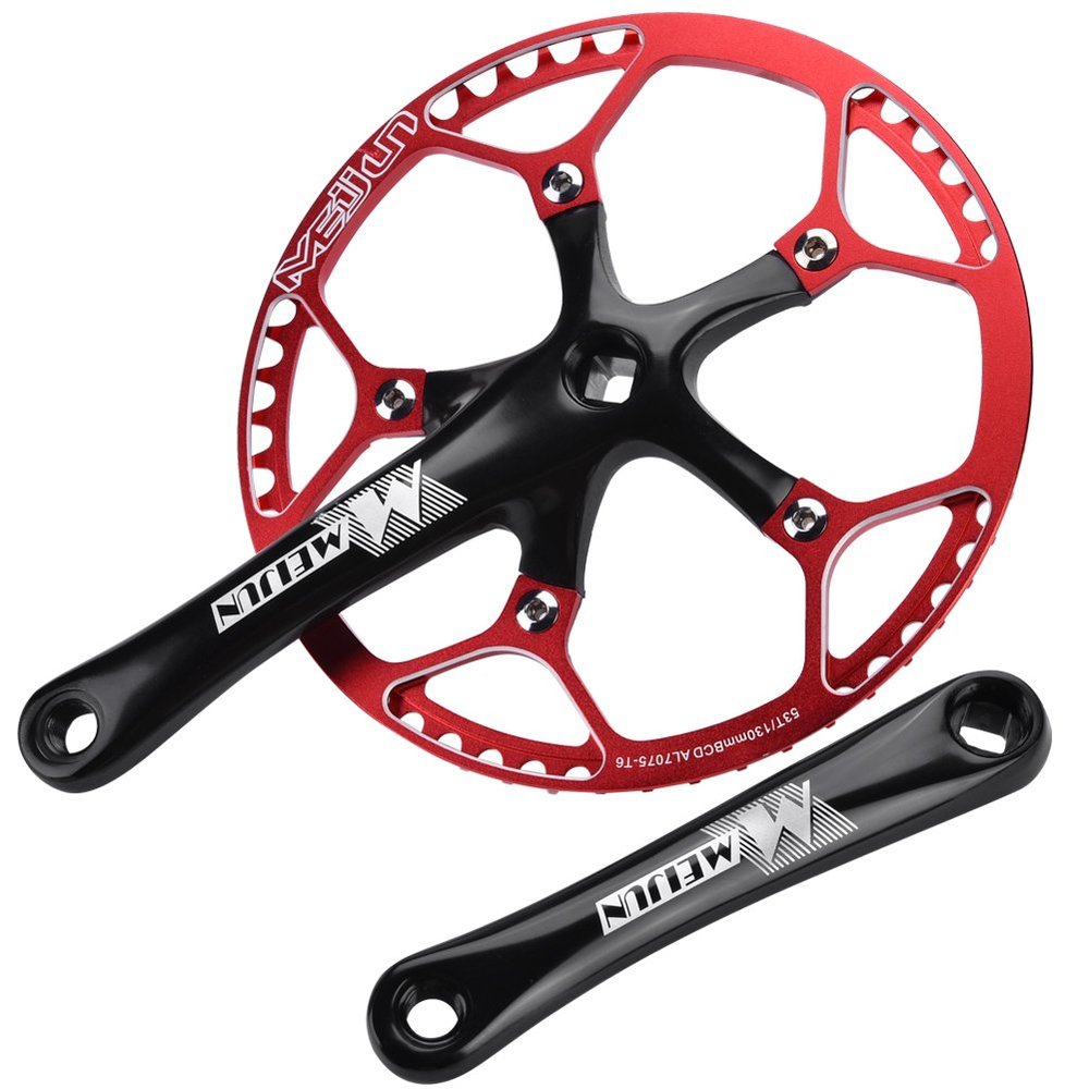 Dioche Crankset, Single Speed Crankset Mountain Aluminum Alloy Hollow Integral Mountain Crankset Arm Speed Fixed Gear,Easy to Modify Single Crank Set