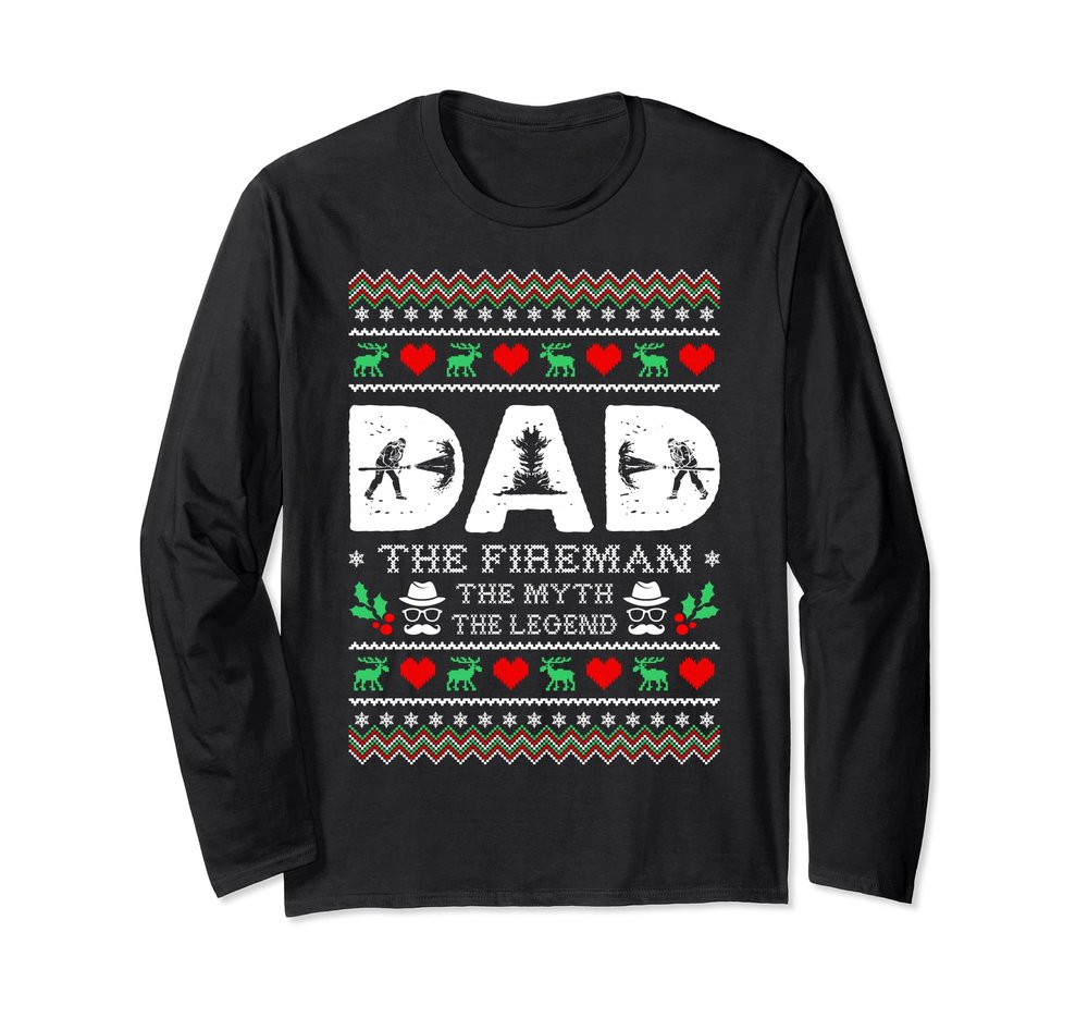 Dad The Fireman The Myth The Legend Christmas Ugly Sweater