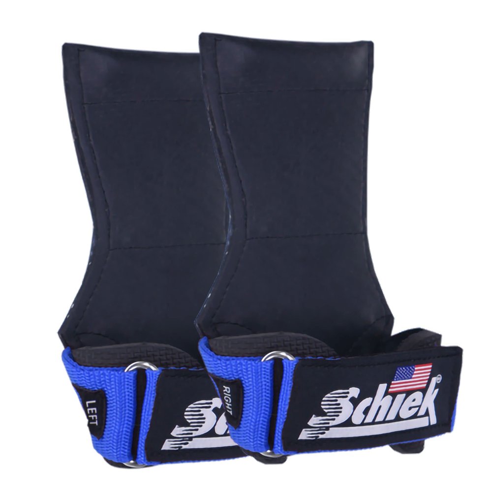 Schiek Sports 1900 Ultimate Hand Grip - 9 mm Thick Neoprene Grips for Weight Lifting (Blue, Large)