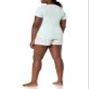 Amazon Essentials Women's Poplin Short and Sleep Tee Set, Mint Green White Cactus, Large view 2