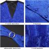 HISDERN Royal Blue Vest and Tie Sets for Men Paisley Floral Jacquard Necktie Pocket Square 3PCS Casual Formal Vests Waistcoat for Suit or Tuxedo view 4