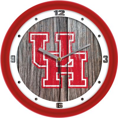 SunTime Houston Cougars - Weathered Wood Wall Clock