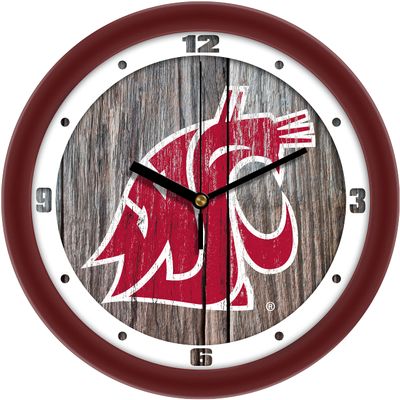SunTime Washington State Cougars Weathered Wood Print Wall Clock