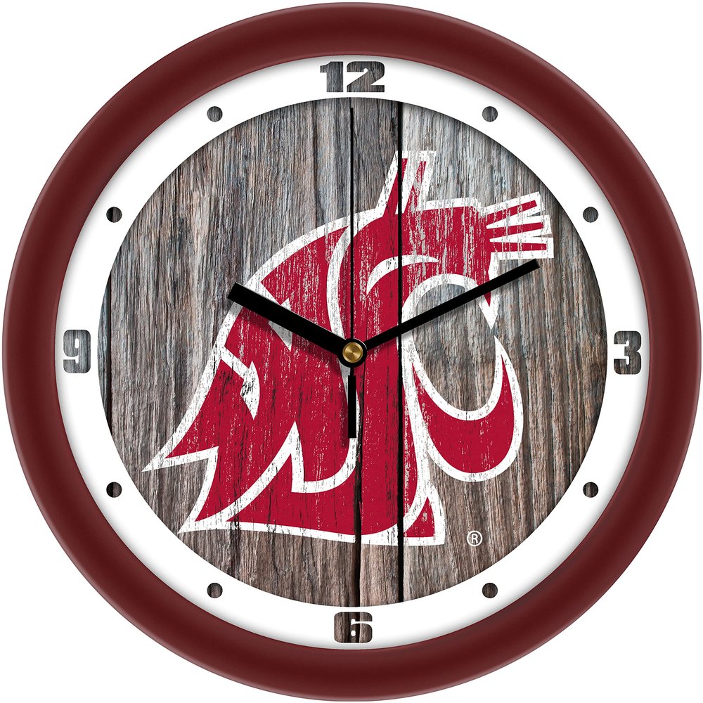 SunTime Washington State Cougars Weathered Wood Print Wall Clock