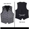 HISDERN Gray Vest and Tie Sets for Men Paisley Floral Jacquard Necktie Pocket Square 3PCS Casual Business Vests Waistcoat for Suit or Tuxedo Grey view 4