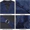HISDERN Men's Vest Tie Set Paisley Floral Jacquard Classic Silk Necktie Pocket Square Waistcoat for Suit or Tuxedo view 4
