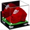 Better Display Cases Acrylic Baseball Cap Display Case with Mirror, Wall Mount, White Risers and Turf Base (A006-WR) view 1