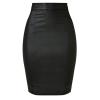 Flygo Women's Midi Length Faux Leather Skirt Stretch Bodycon Pencil Skirts (Large, Black) view 1
