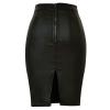 Flygo Women's Midi Length Faux Leather Skirt Stretch Bodycon Pencil Skirts (Large, Black) view 2