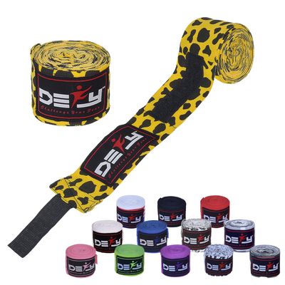 DEFY Professional 180 Inch Hand Wraps for Boxing Muay Thai MMA Elastic Bandages for Men & Women -Pair (Leopard Style)