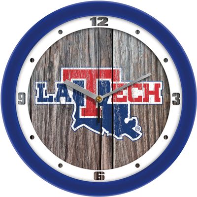 SunTime Louisiana Tech Bulldogs - Weathered Wood Wall Clock