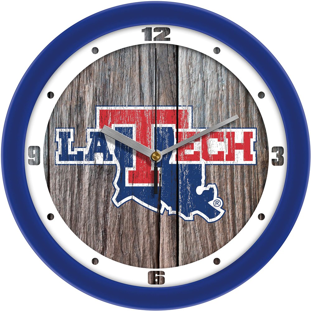 SunTime Louisiana Tech Bulldogs - Weathered Wood Wall Clock