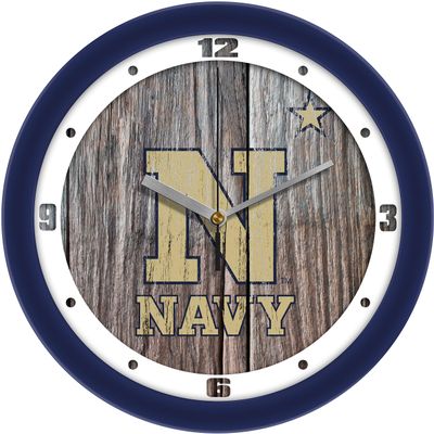 SunTime Naval Academy Midshipmen - Weathered Wood Wall Clock
