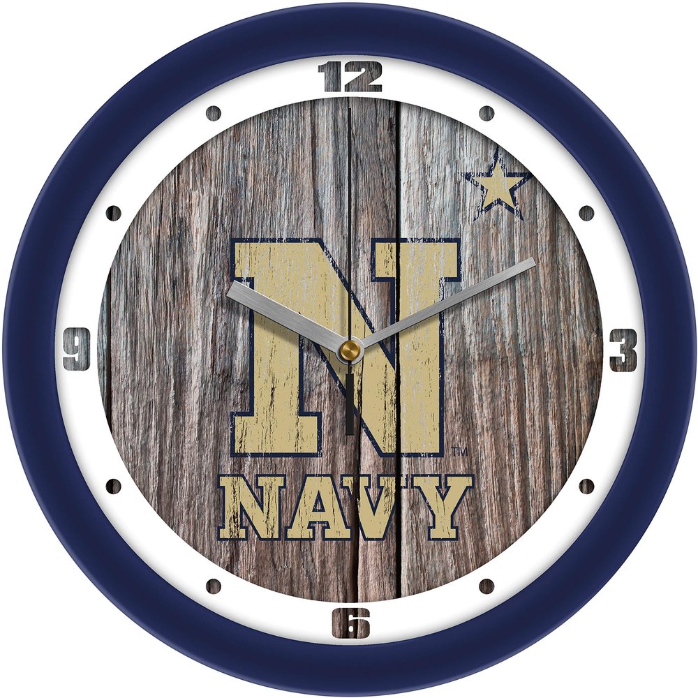 SunTime Naval Academy Midshipmen - Weathered Wood Wall Clock