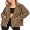 Comeon Womens Faux Fur Jacket Shaggy Lapel Winter Coats Fleece Fuzzy Shearling Jackets Zip Up Oversized Warm Shacket Outwear (Khaki,3XL) view 1
