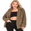 Comeon Womens Faux Fur Jacket Shaggy Lapel Winter Coats Fleece Fuzzy Shearling Jackets Zip Up Oversized Warm Shacket Outwear (Khaki,3XL) view 3