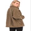 Comeon Womens Faux Fur Jacket Shaggy Lapel Winter Coats Fleece Fuzzy Shearling Jackets Zip Up Oversized Warm Shacket Outwear (Khaki,3XL) view 4