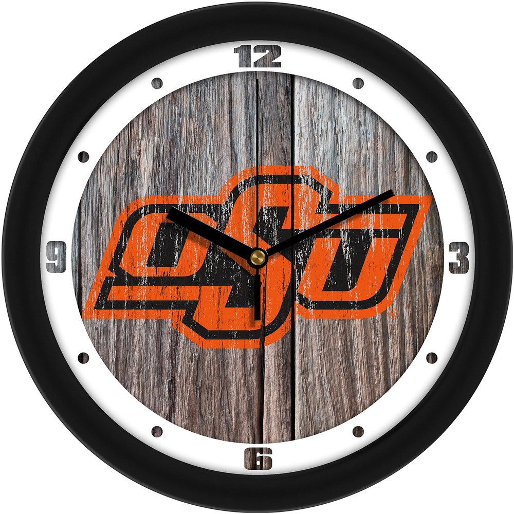 SunTime Oklahoma State Cowboys - Weathered Wood Wall Clock
