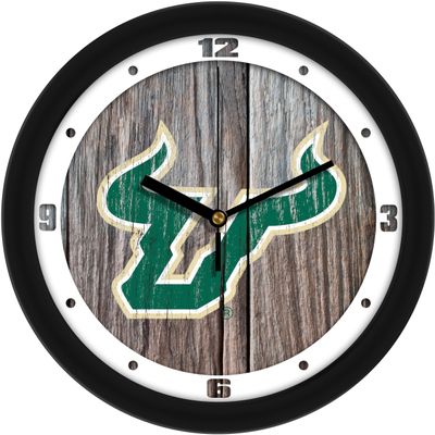 SunTime South Florida Bulls - Weathered Wood Wall Clock