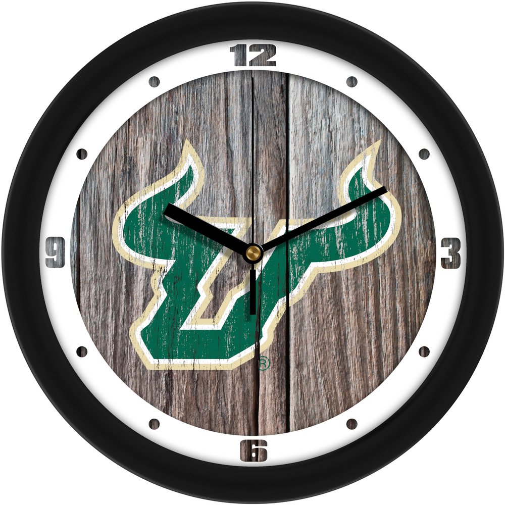 SunTime South Florida Bulls - Weathered Wood Wall Clock
