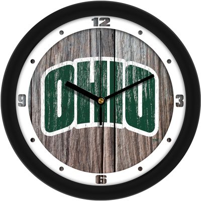 SunTime Ohio University Bobcats - Weathered Wood Wall Clock