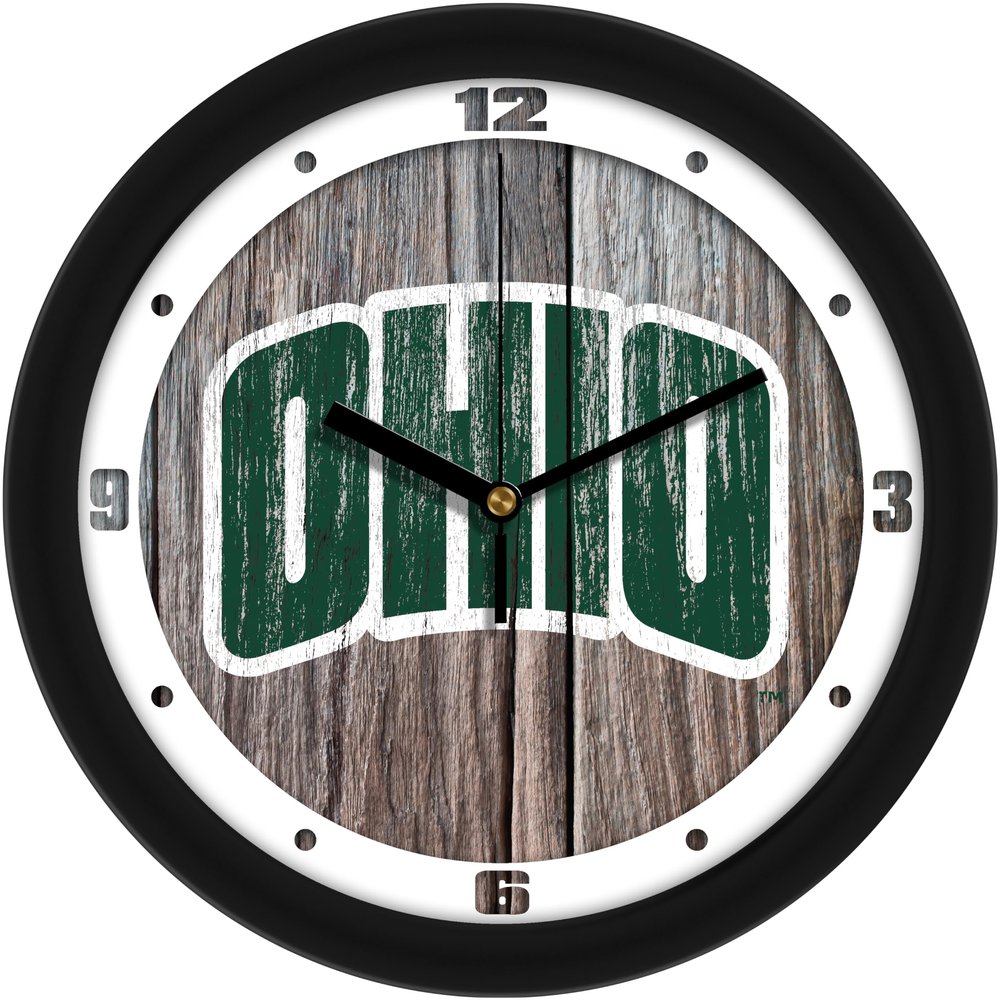SunTime Ohio University Bobcats - Weathered Wood Wall Clock