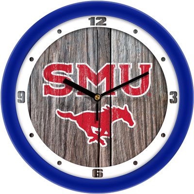 SunTime Southern Methodist University Mustangs - Weathered Wood Wall Clock